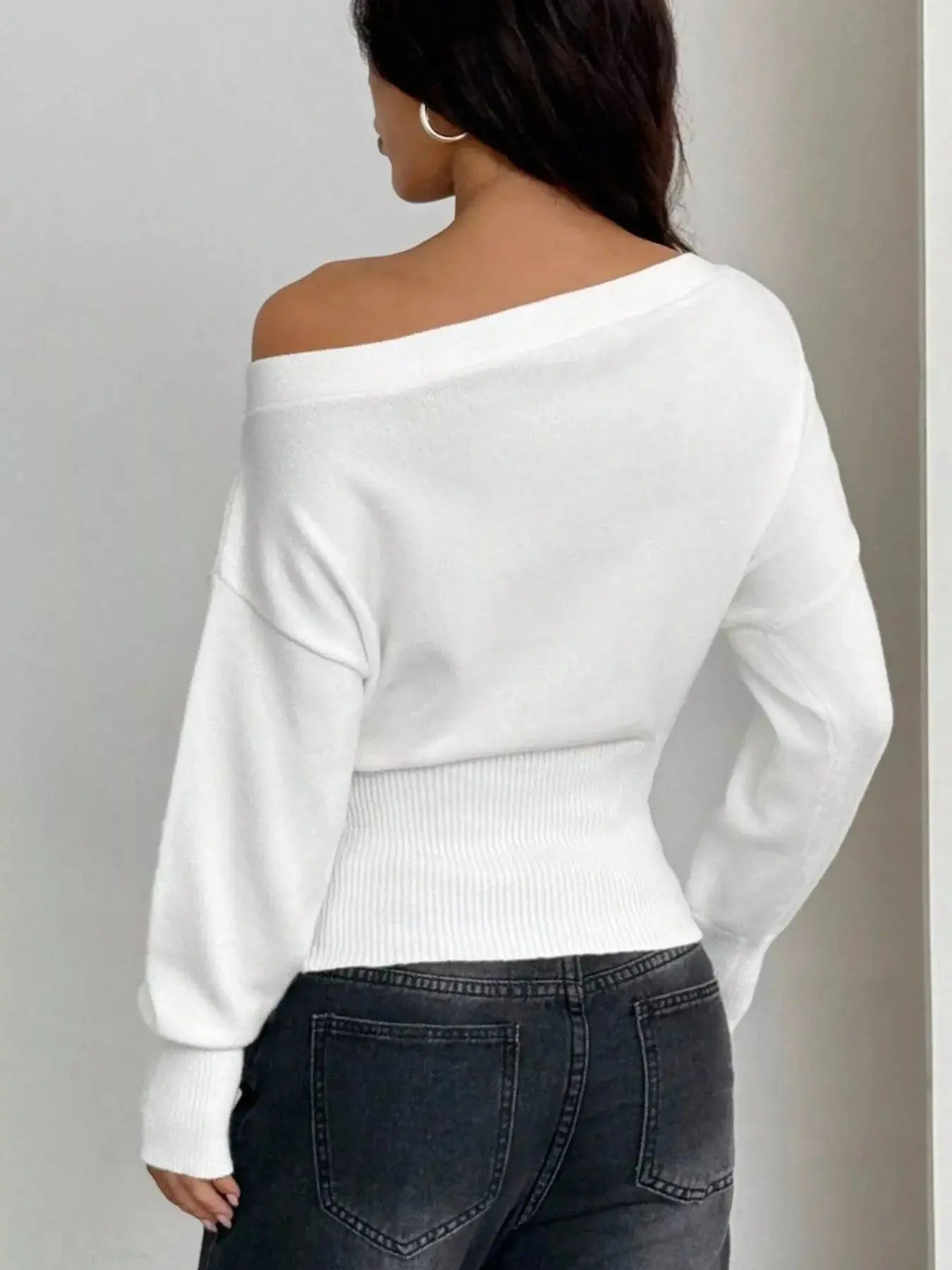 One Shoulder Cropped Sweater Simply Love