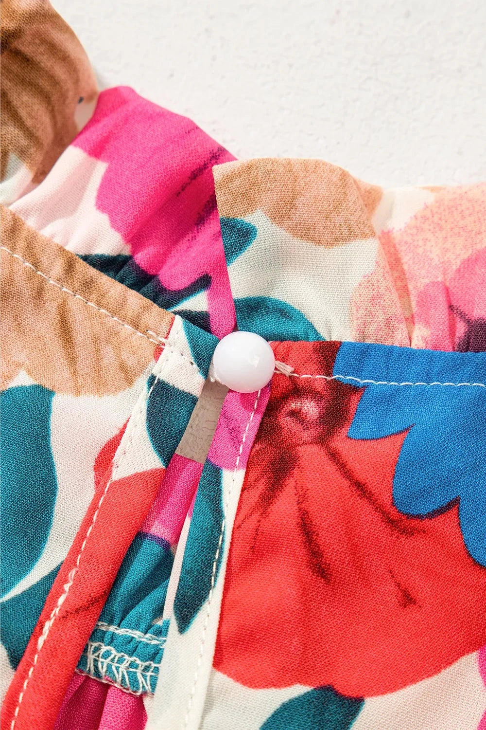 Floral Mock Neck Striped Cap Sleeve Blouse Simply Love