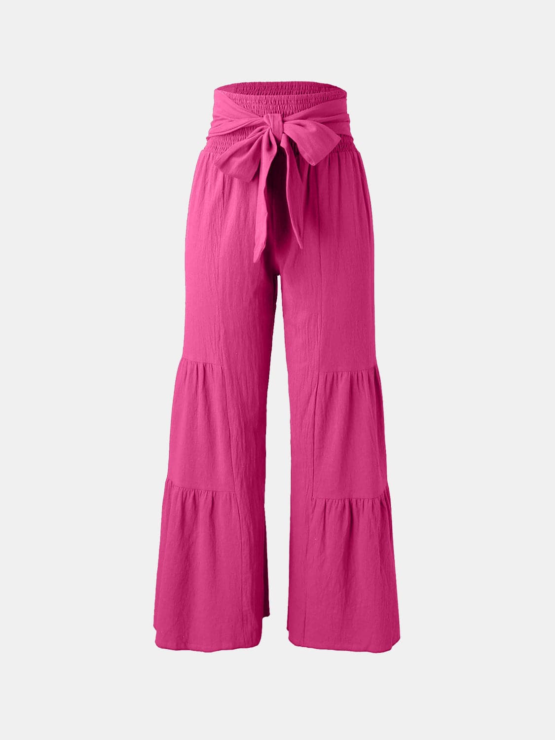 Tied Ruched Wide Leg Pants.