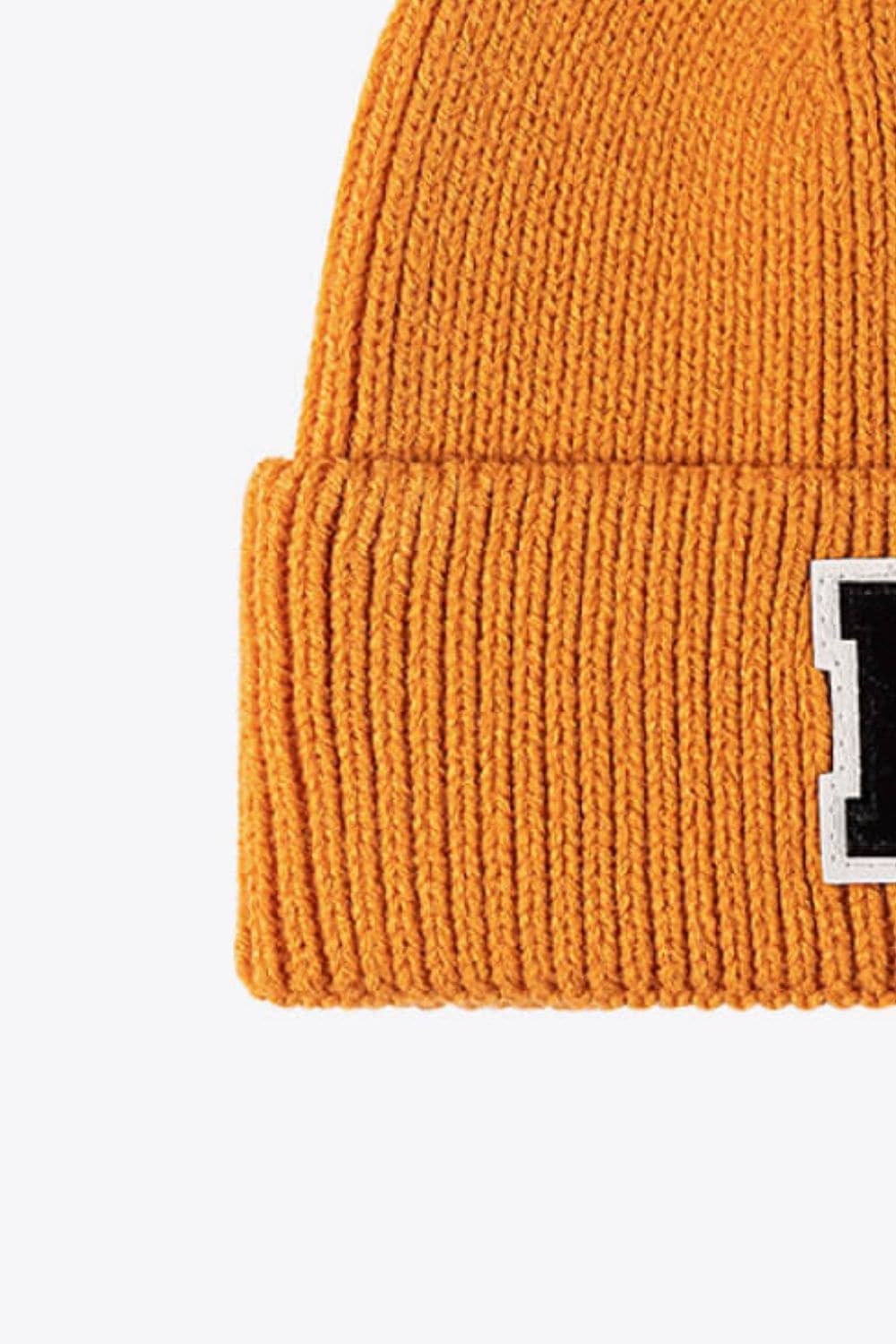 Letter Patch Cuffed Knit Beanie.