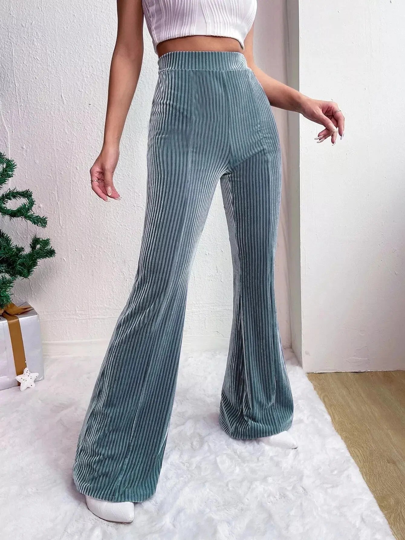 Corduroy High Waist Flare Pants Simply Love