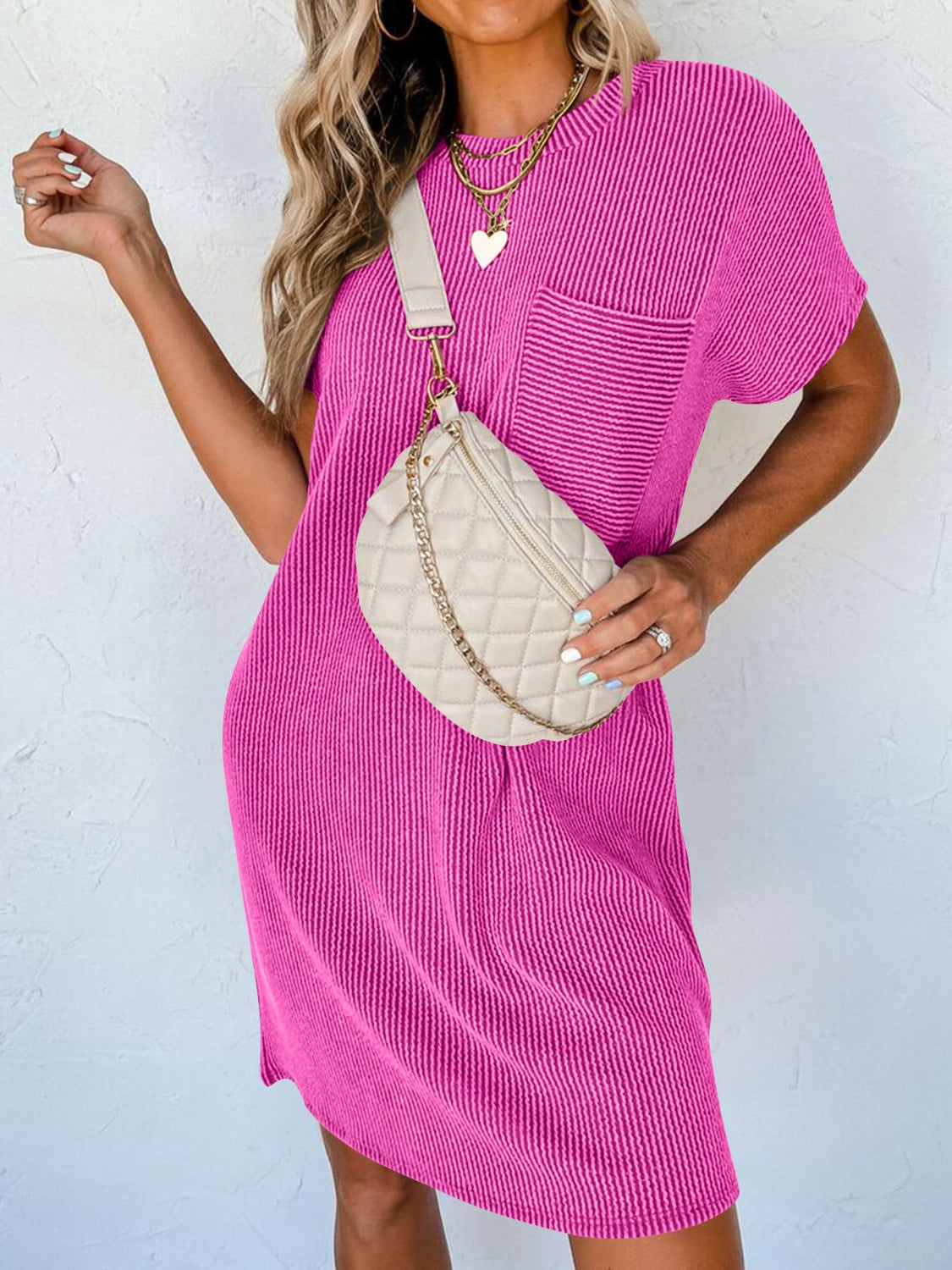 Round Neck Short Sleeve Mini Dress Coco’s Tee Boutique