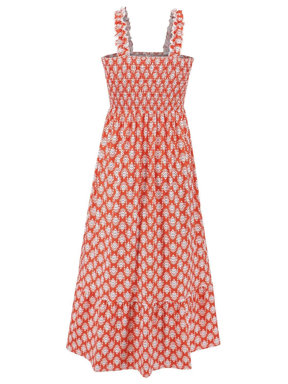 Smocked Printed Square Neck Sleeveless Dress.