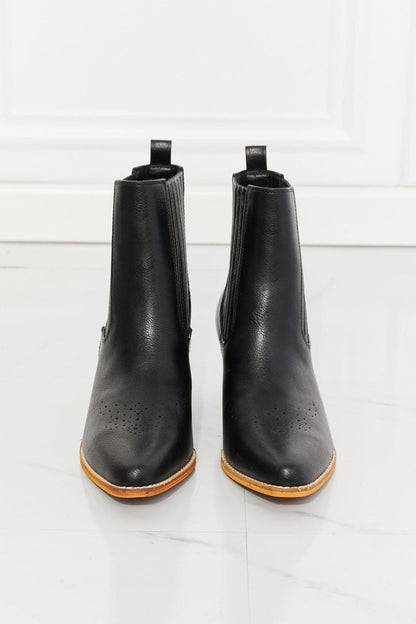 MMShoes Love the Journey Stacked Heel Chelsea Boot in Black.