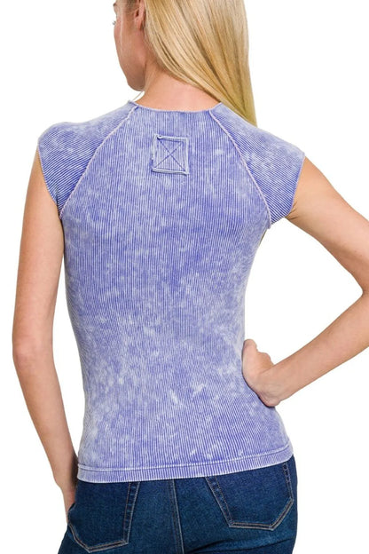 Zenana Stone Washed Ribbed Seamless Top - Love Salve 