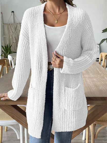 Cozy long sleeve cardigan with pockets