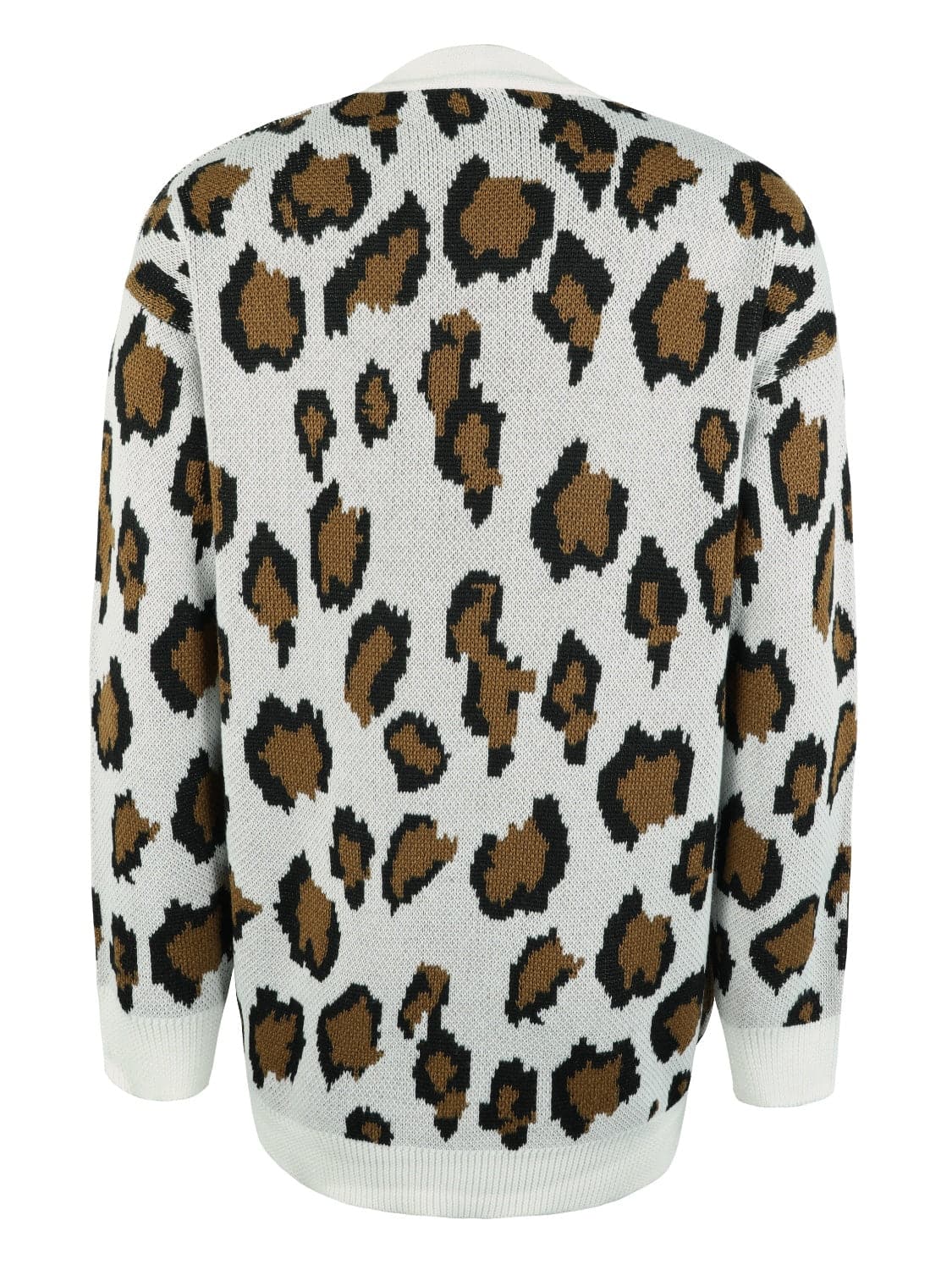 Leopard Open Front Dropped Shoulder Cardigan.