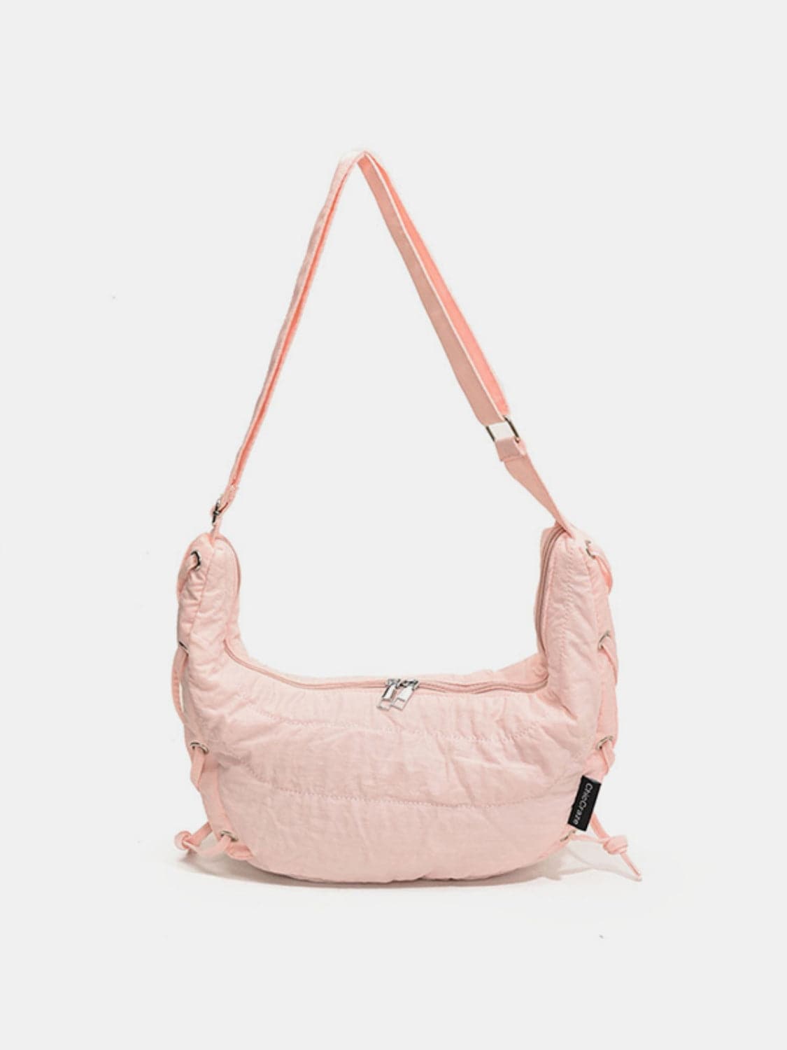 Stylish large polyester crossbody bag with lace-up design