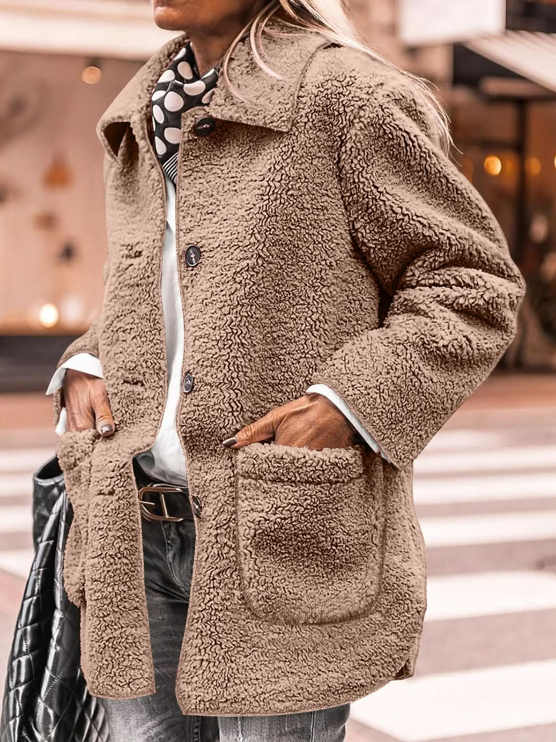 Cozy Sherpa Jacket with Pockets