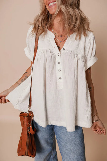 Simply Love: Textured Frayed Blouse