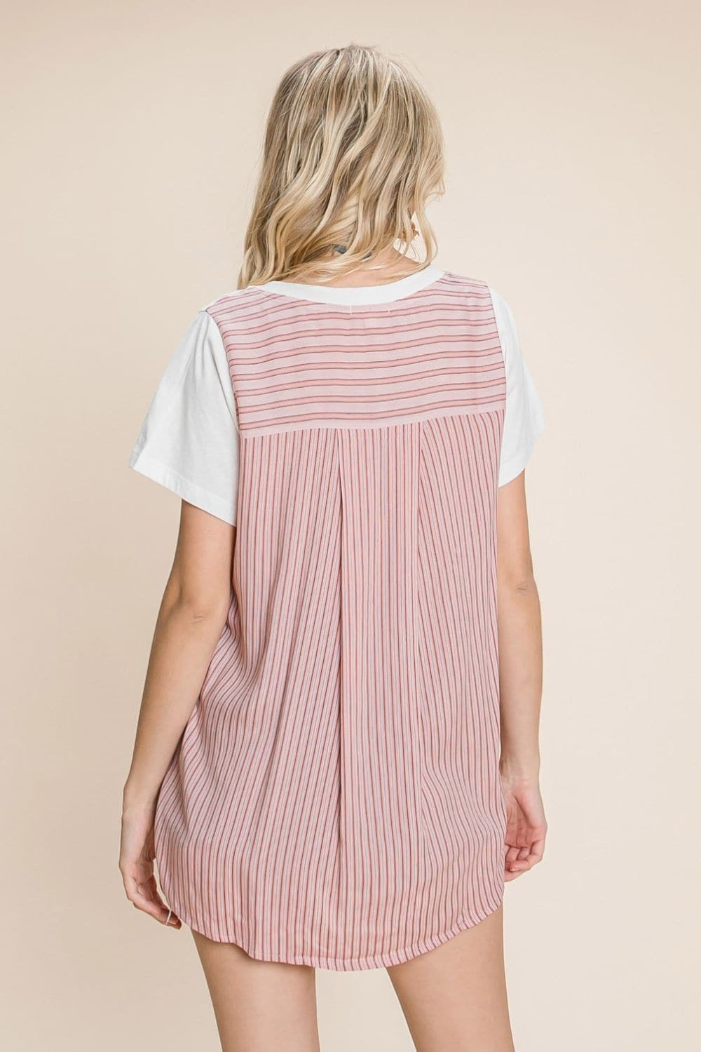 Cotton Bleu by Nu Label Contrast Striped Short Sleeve T-Shirt.