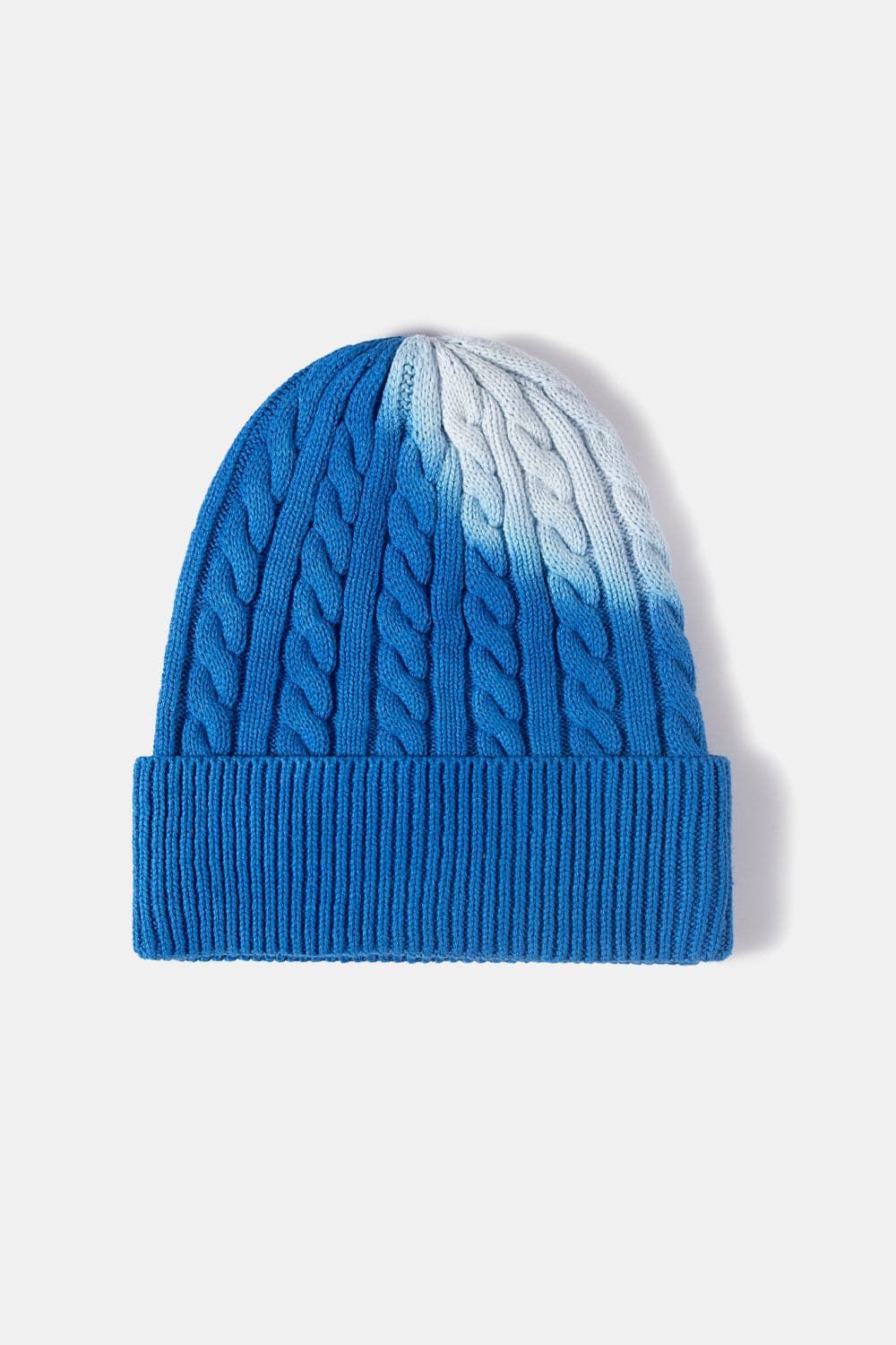 Contrast Tie-Dye Cable-Knit Cuffed Beanie.