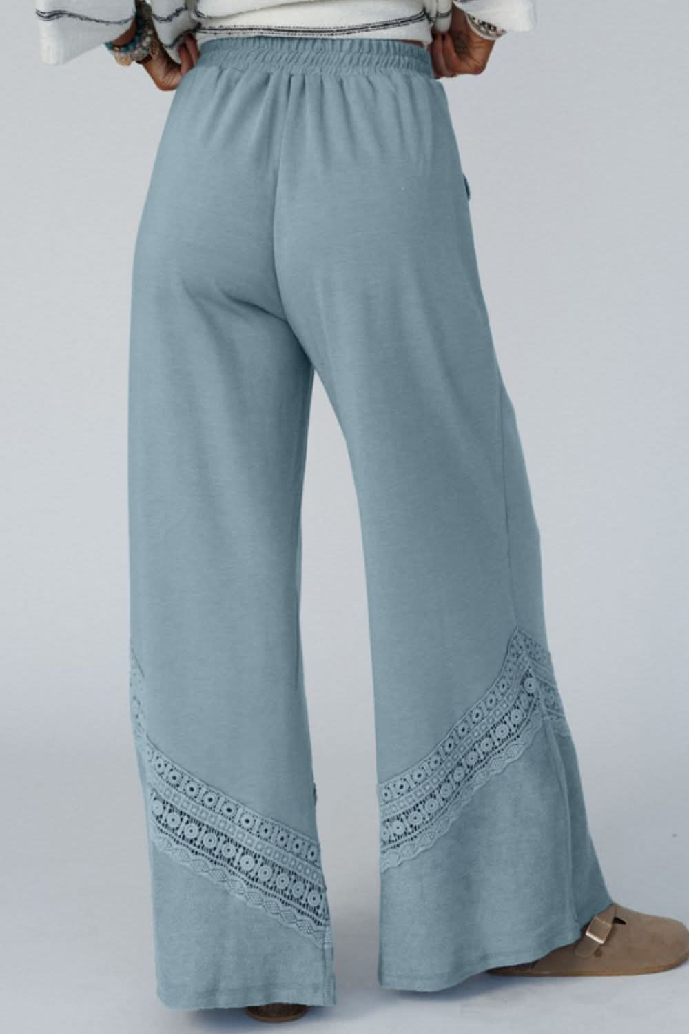 Lace Embellished High-Waisted Trousers