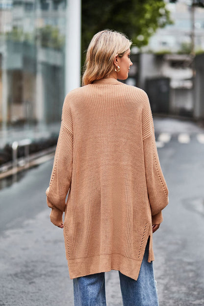 Open Front Dropped Shoulder Longline Cardigan.