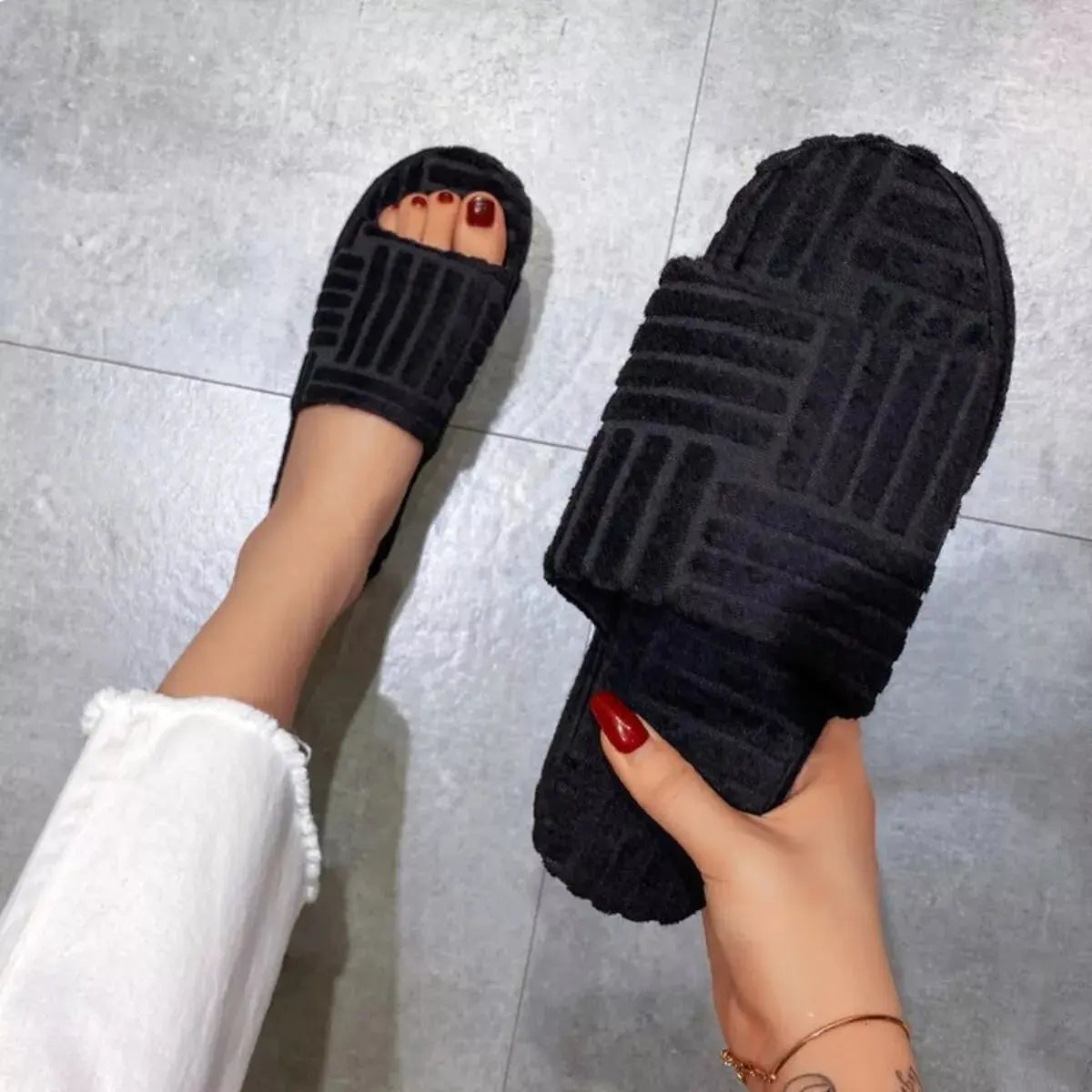 Open Toe Platform Slippers Simply Love