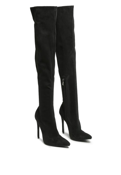 Velvet allure over-the-knee stiletto boots