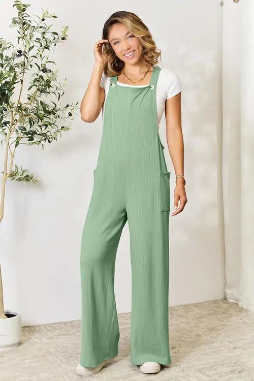 Double Take Full Size Wide Strap Overall with Pockets - Love Salve