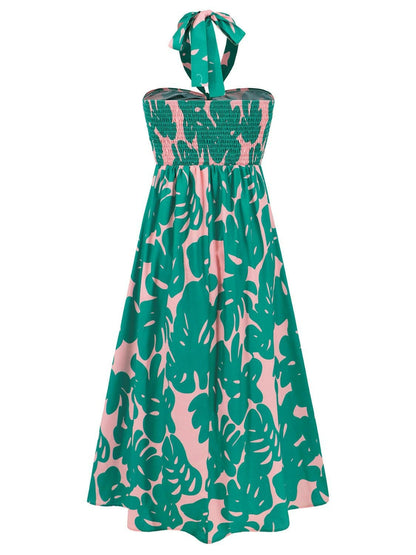 Printed Halter Neck Midi Cami Dress.