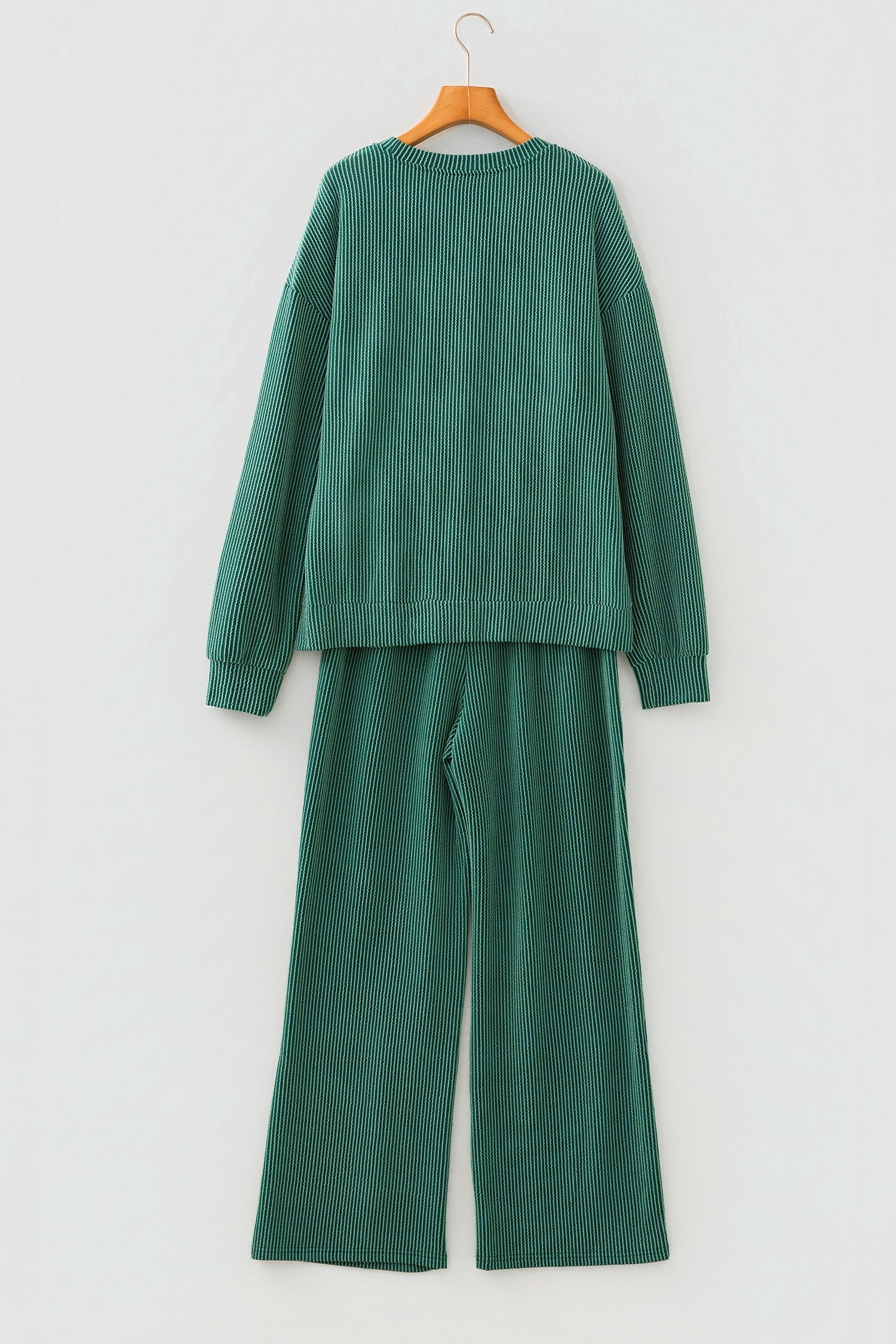 Dark Green Merry Corded Long Sleeve Top and Pockets Pants Set Dear-Lover Dropshipping