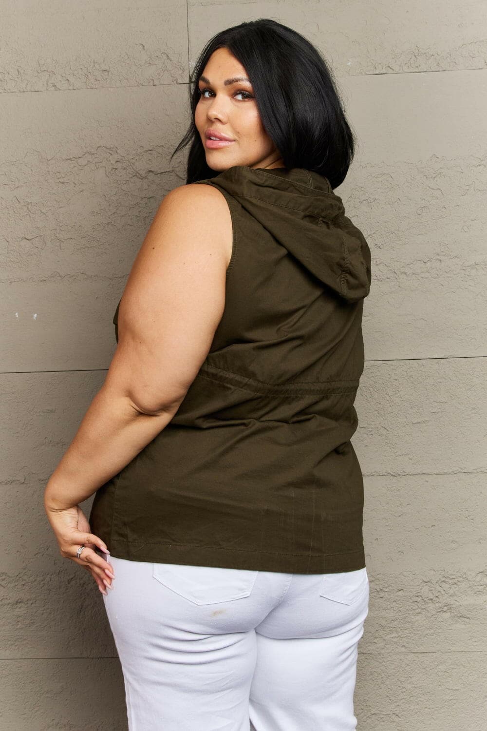 Zenana More To Come Full Size Military Hooded VestExperience the Perfect Blend of Style and Functionality
 Introducing the Zenana More To Come Full Size Military Hooded Vest, where rugged charm meets cozy comfort. TLove Salve Full Size Military Hooded Vestcloseout