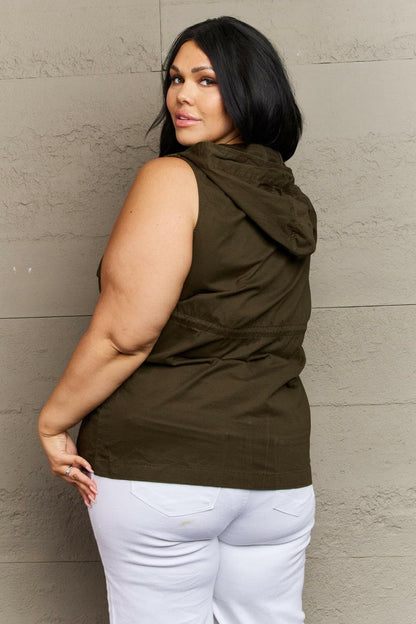 Zenana More To Come Full Size Military Hooded VestExperience the Perfect Blend of Style and Functionality
 Introducing the Zenana More To Come Full Size Military Hooded Vest, where rugged charm meets cozy comfort. TLove Salve Full Size Military Hooded Vestcloseout