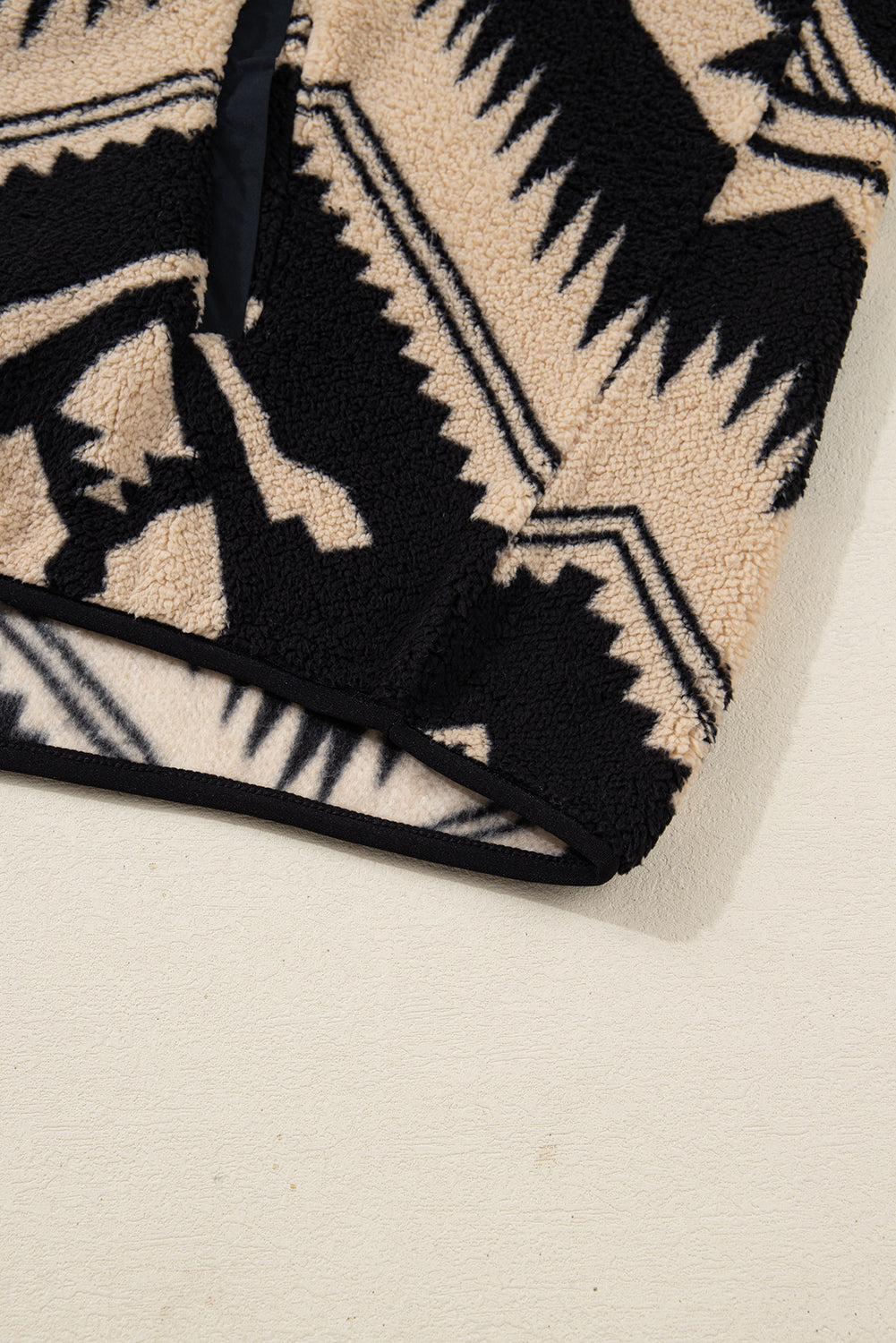 Black Plus Size Western Aztec Pattern Half Button Front Collared Plush Sweatshirt With Long Sleeve Dear-Lover Dropshipping