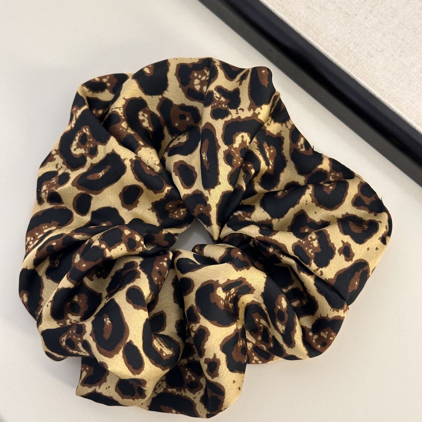 Wild print polyester hair scrunchy