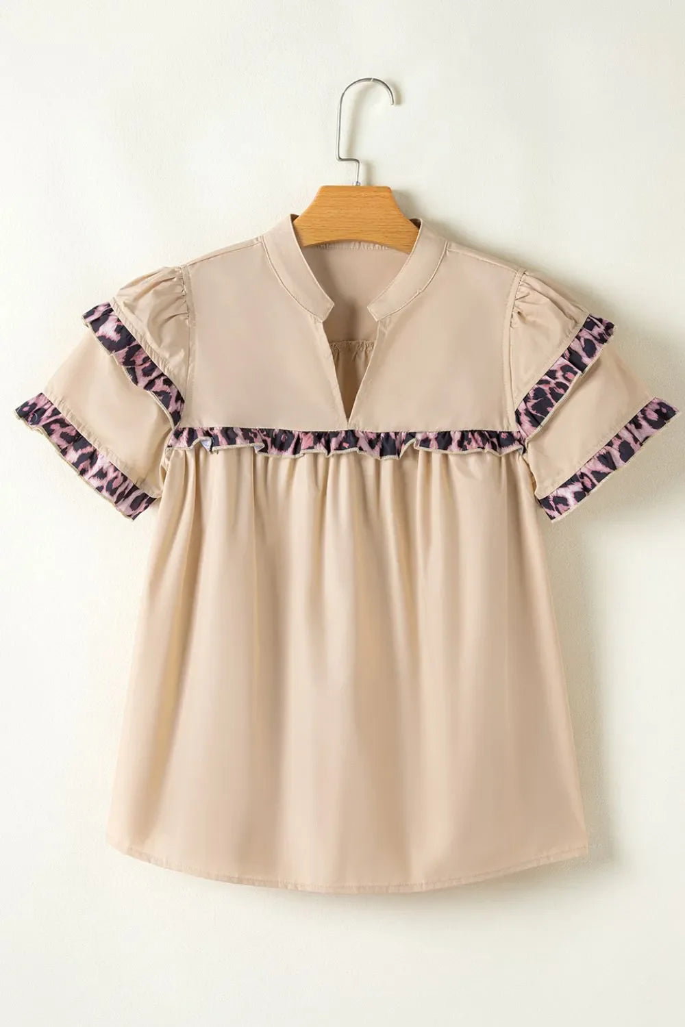 Simply Love Leopard Blouse: Frill Sleeves