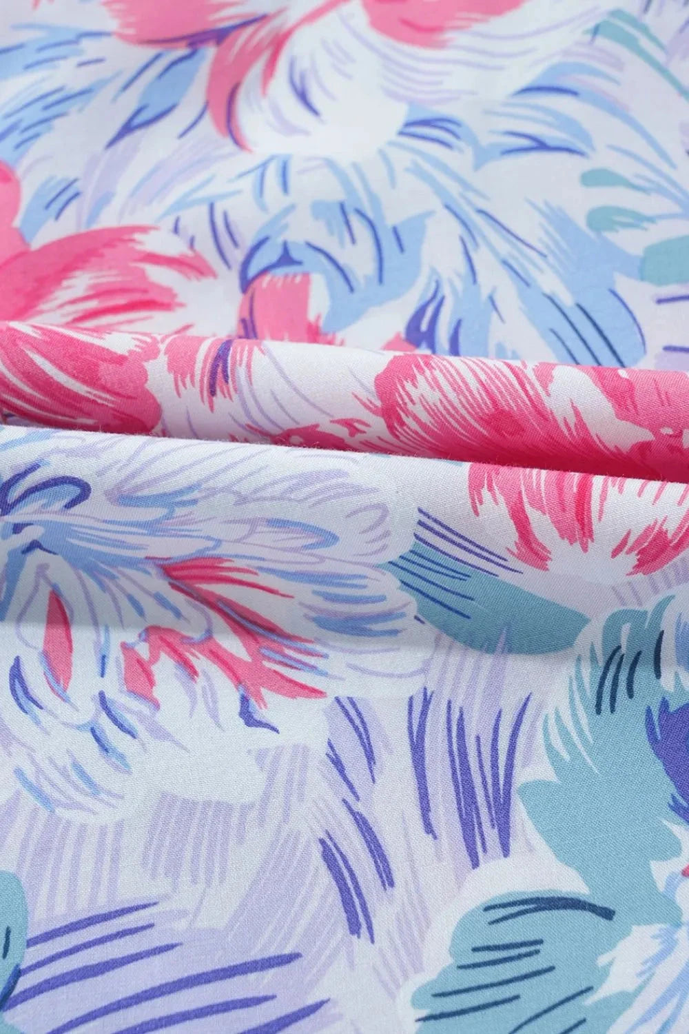 Floral Spaghetti Strap Surplice Neck Shirred Waist Mini Dress Simply Love