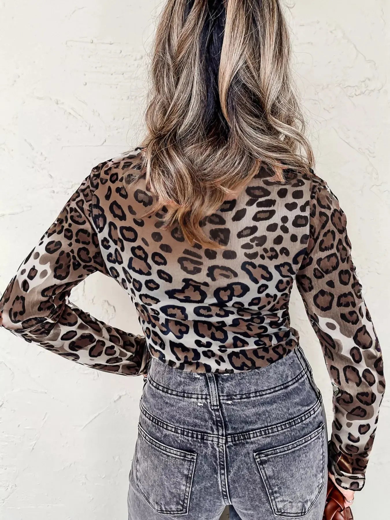 Leopard Print Sheer Mesh Blouse Simply Love
