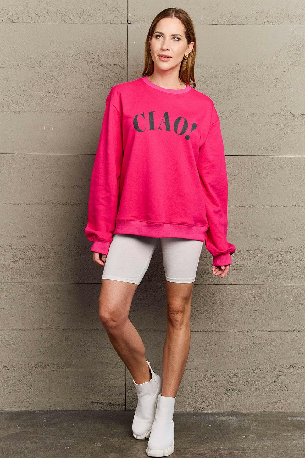 Simply Love Full Size CIAO！Round Neck SweatshirtSimply Love Full Size CIAO! Round Neck Sweatshirt
 Experience the perfect blend of comfort and style with our Simply Love Full Size CIAO! Round Neck Sweatshirt. CrafLove Salve Simply Love Full Size CIAO！Round Neck Sweatshirtplus