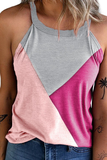 Color Block Grecian Neck Tank.