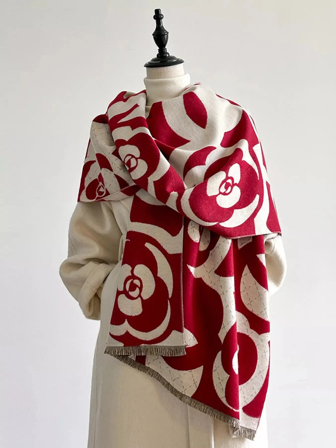 Floral Patterned Warm Scarf Simply Love