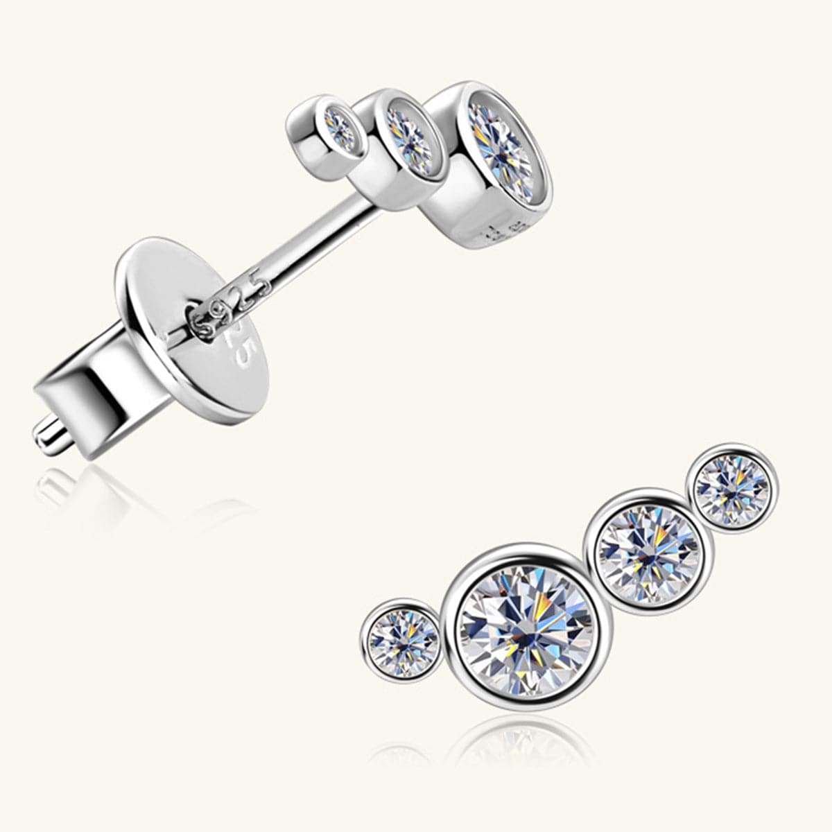 Moissanite 925 Sterling Silver Stud Earrings.