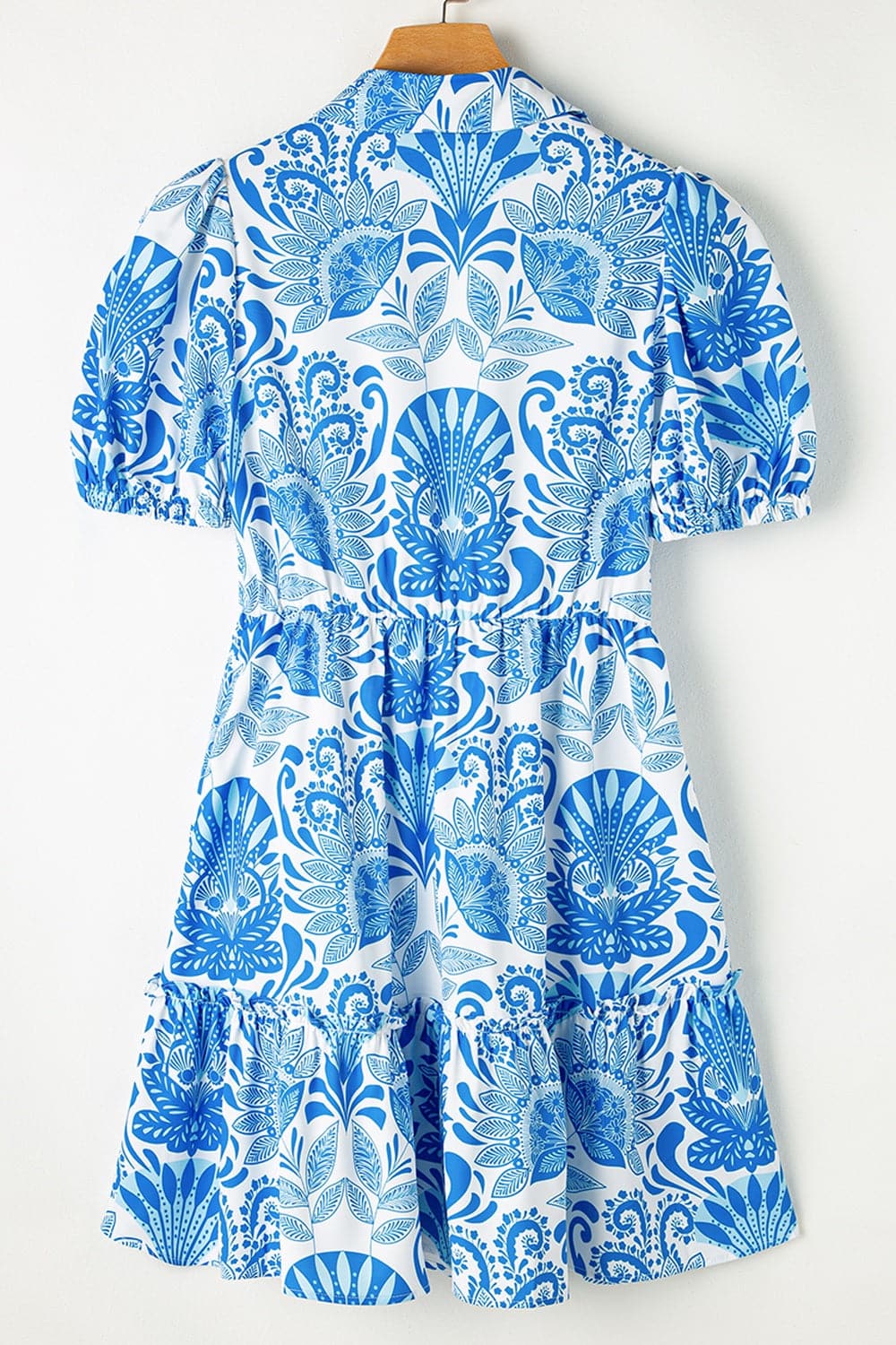 Tiered Printed Short Sleeve Mini Dress.