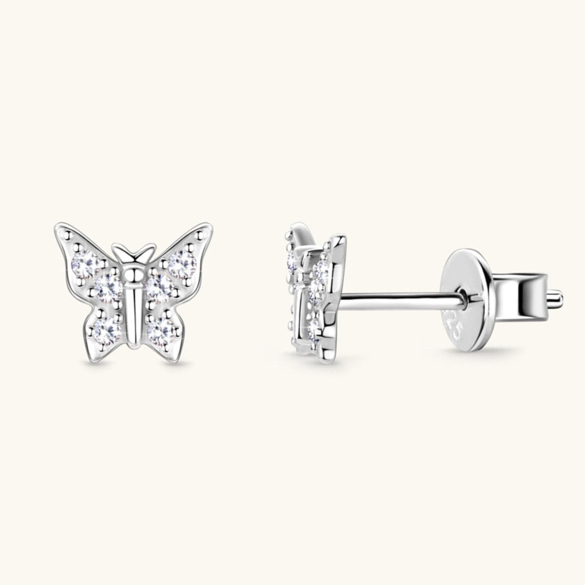 Moissanite 925 Sterling Silver Butterfly Stud Earrings.