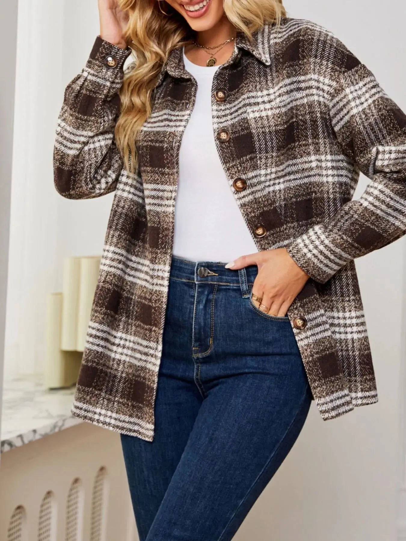 Plaid Button-Up Shirt Simply Love