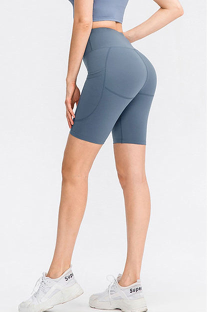 Wide Waistband Sports Shorts with Pockets.