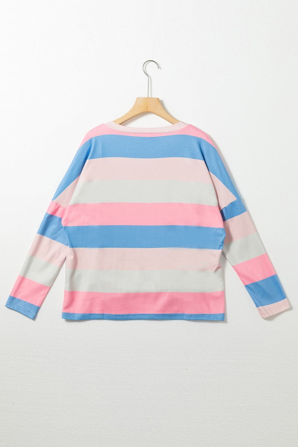 Color Block V-Neck Long Sleeve T-Shirt.