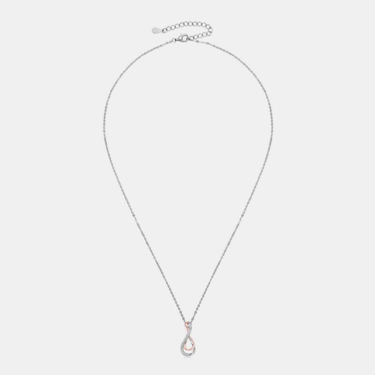 925 Sterling Silver Inlaid Moissanite Infinity Pendant Necklace.