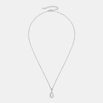 925 Sterling Silver Inlaid Moissanite Infinity Pendant Necklace.