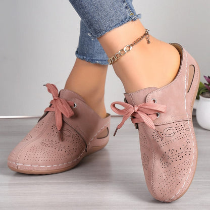 Lace-Up Round Toe Wedge Sandals.