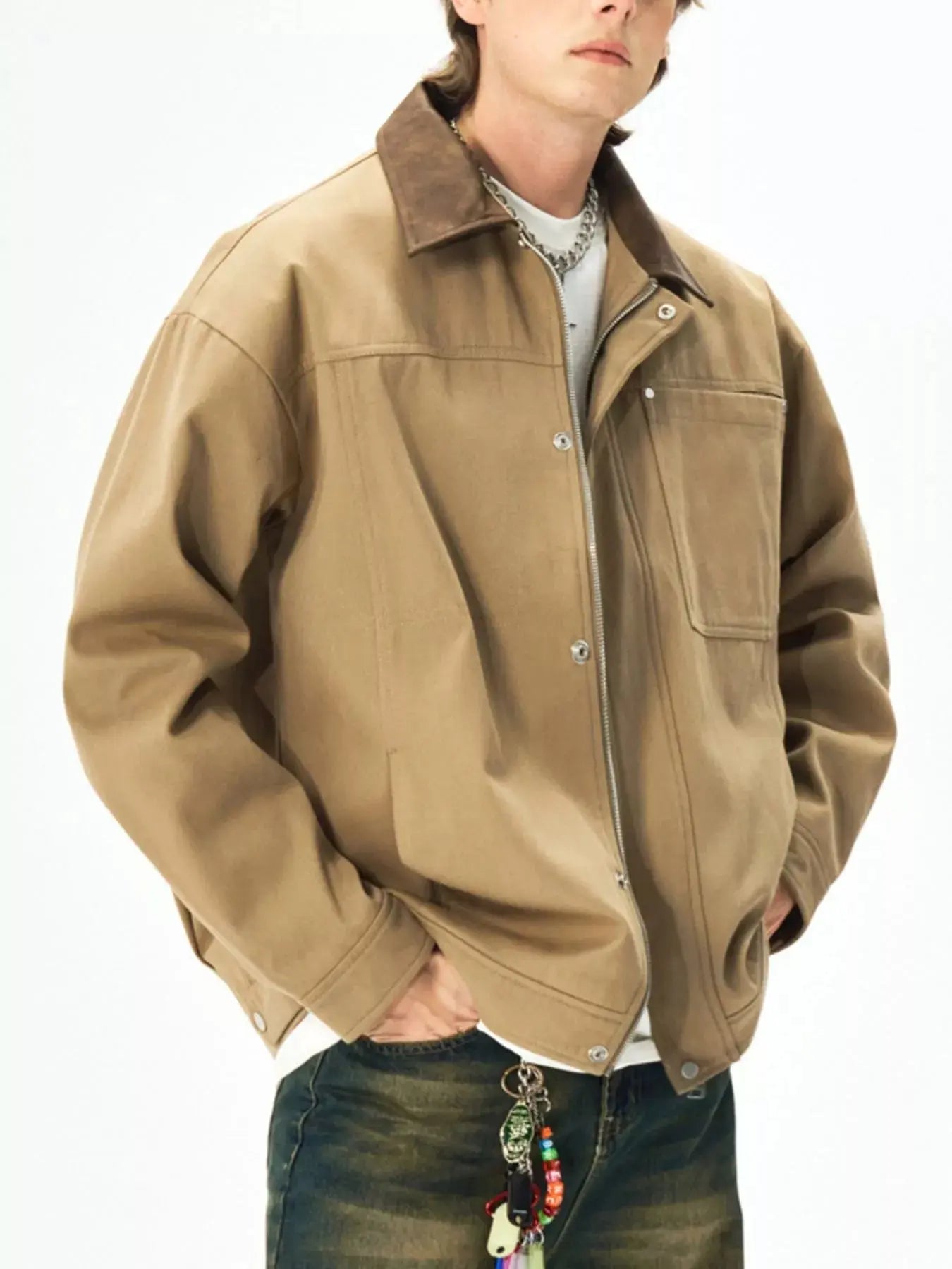 Men's Plus Size Snap Down Long Sleeve Jacket Simply Love