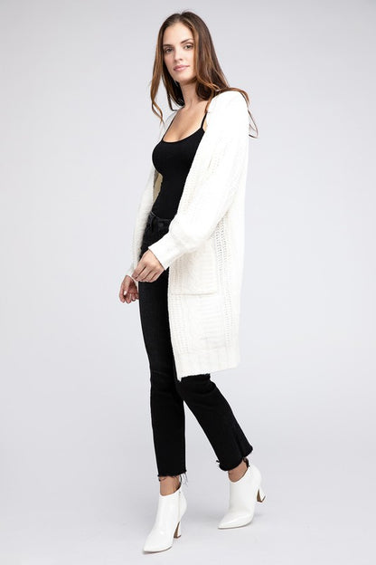 Twist knitted cardigan with pockets