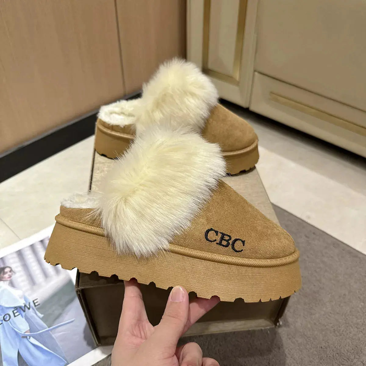 Furry Platform Slippers Simply Love