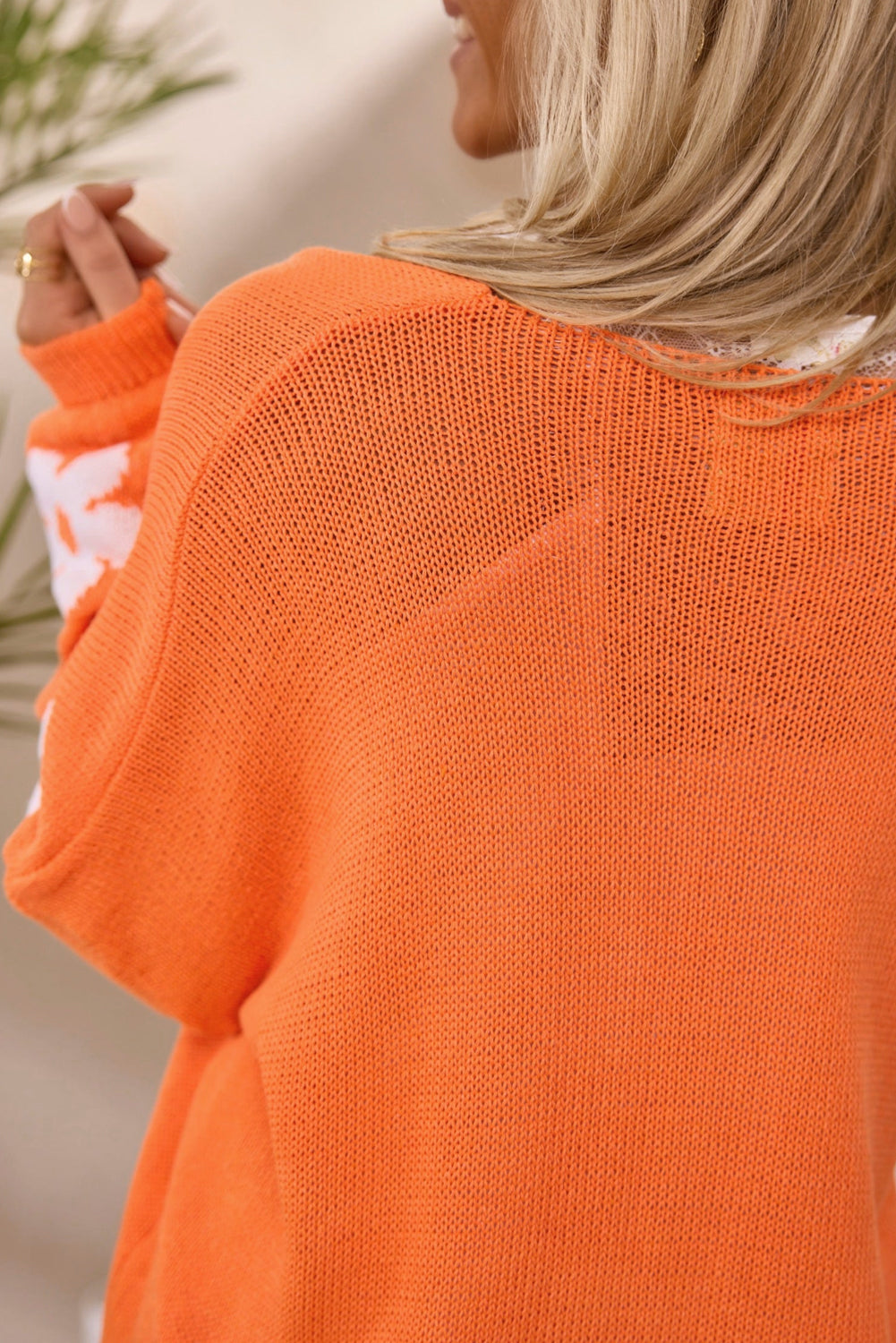 Orange floral plus size cardigan