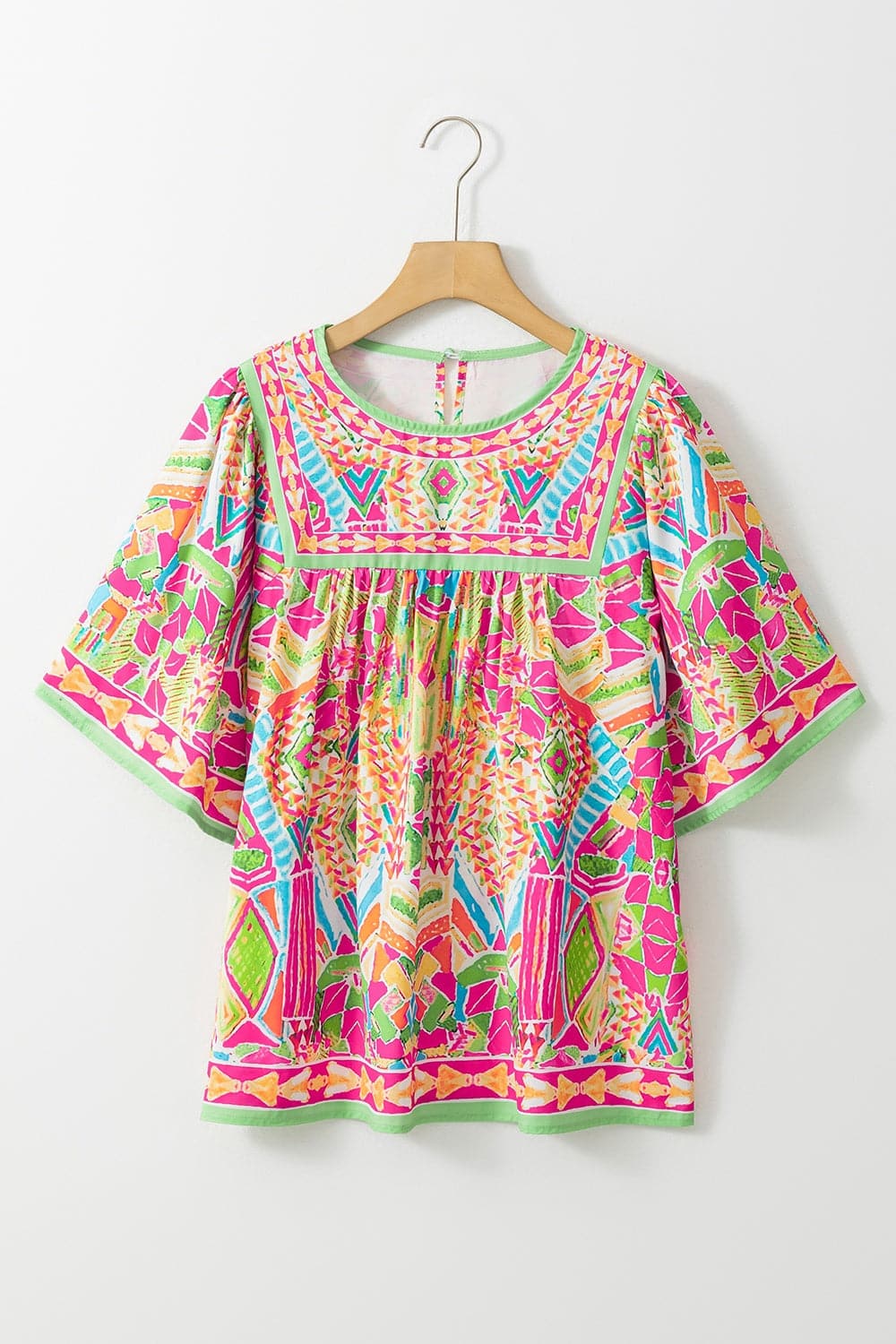 Printed Round Neck Half Sleeve Blouse.