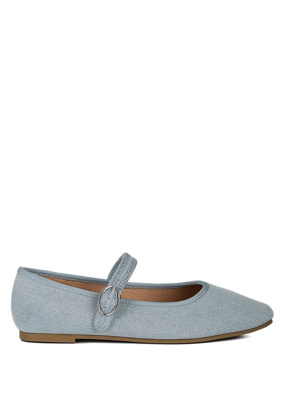 Stylish Denim Ballerinas with Buckle