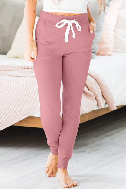 Fuchsia pocketed joggers with adjustable drawstring