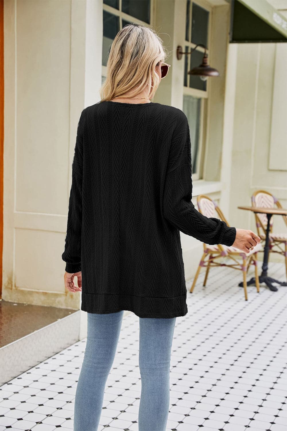 Long Sleeve Pocketed Cardigan.